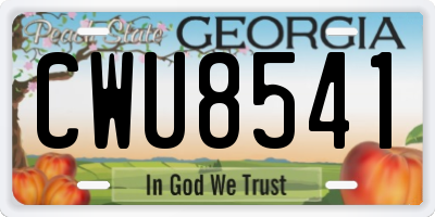 GA license plate CWU8541