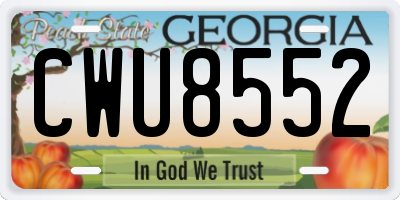 GA license plate CWU8552