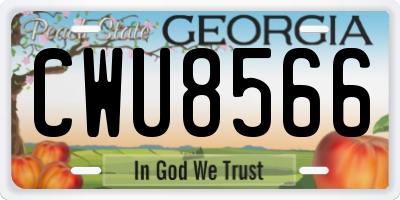 GA license plate CWU8566