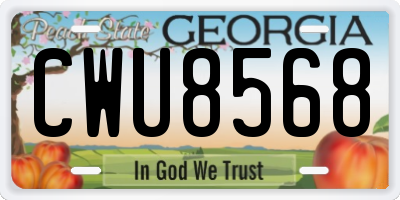 GA license plate CWU8568