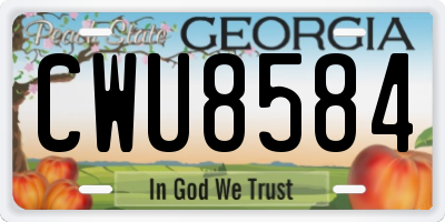 GA license plate CWU8584