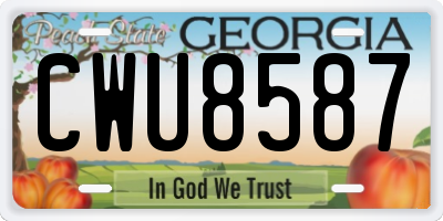 GA license plate CWU8587
