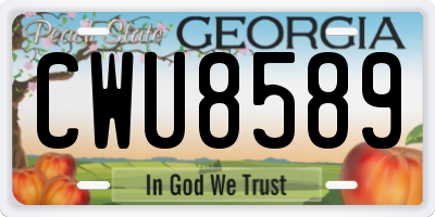 GA license plate CWU8589
