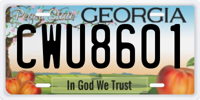 GA license plate CWU8601