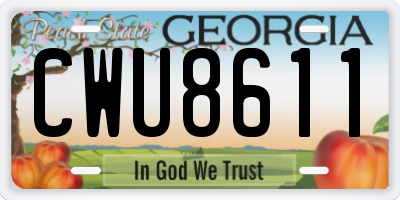 GA license plate CWU8611
