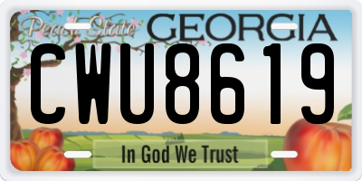 GA license plate CWU8619