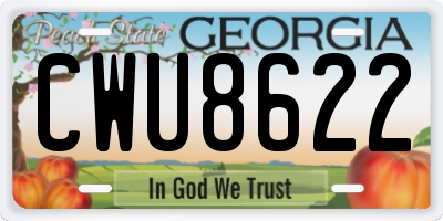 GA license plate CWU8622