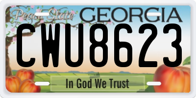 GA license plate CWU8623
