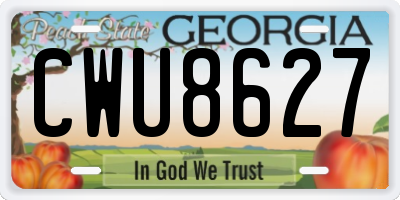 GA license plate CWU8627