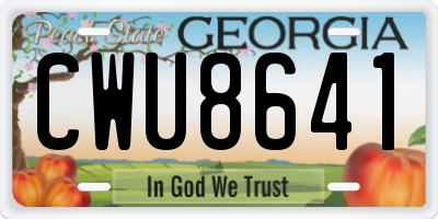 GA license plate CWU8641