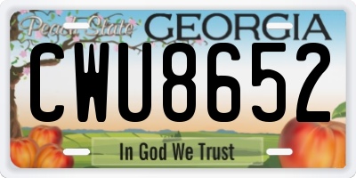 GA license plate CWU8652