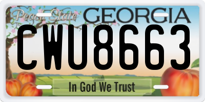 GA license plate CWU8663