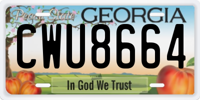 GA license plate CWU8664