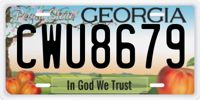 GA license plate CWU8679