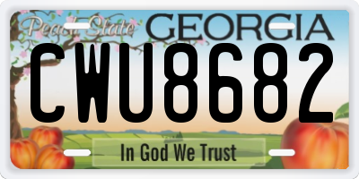 GA license plate CWU8682