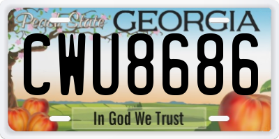 GA license plate CWU8686