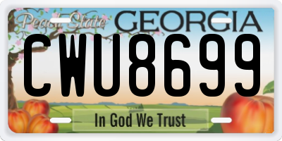 GA license plate CWU8699
