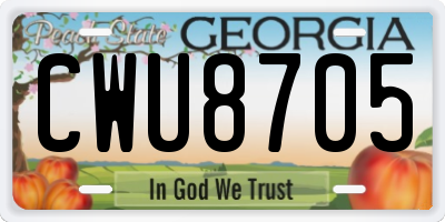 GA license plate CWU8705