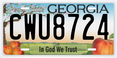 GA license plate CWU8724