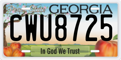 GA license plate CWU8725
