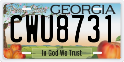 GA license plate CWU8731