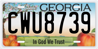 GA license plate CWU8739