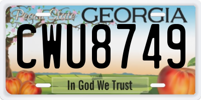GA license plate CWU8749