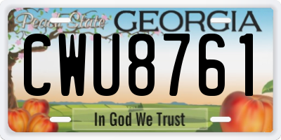 GA license plate CWU8761
