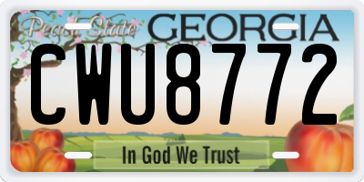 GA license plate CWU8772