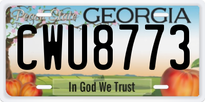 GA license plate CWU8773