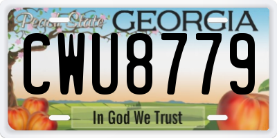GA license plate CWU8779