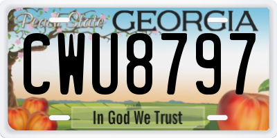 GA license plate CWU8797