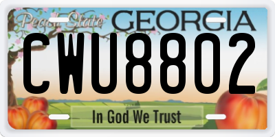 GA license plate CWU8802