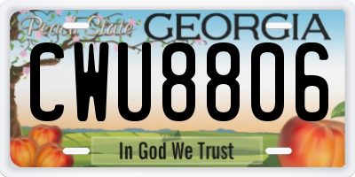 GA license plate CWU8806