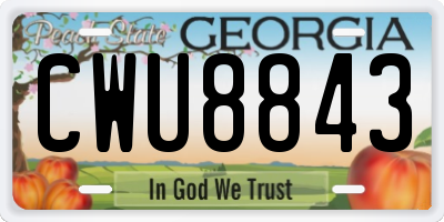 GA license plate CWU8843