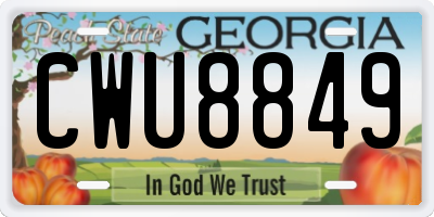 GA license plate CWU8849
