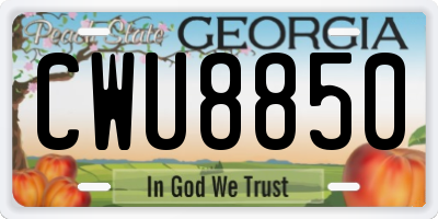 GA license plate CWU8850