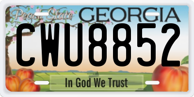GA license plate CWU8852