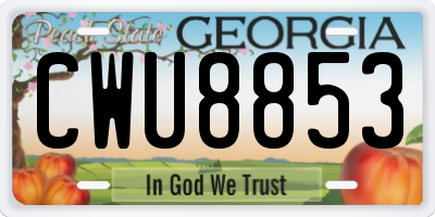 GA license plate CWU8853