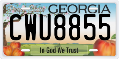 GA license plate CWU8855
