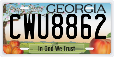 GA license plate CWU8862