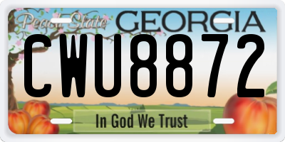 GA license plate CWU8872