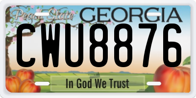 GA license plate CWU8876