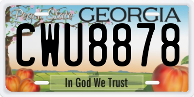 GA license plate CWU8878