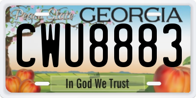 GA license plate CWU8883
