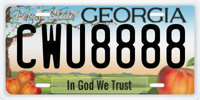 GA license plate CWU8888