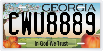 GA license plate CWU8889