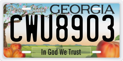 GA license plate CWU8903