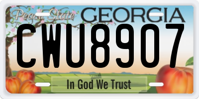 GA license plate CWU8907