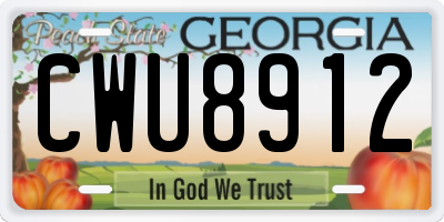 GA license plate CWU8912